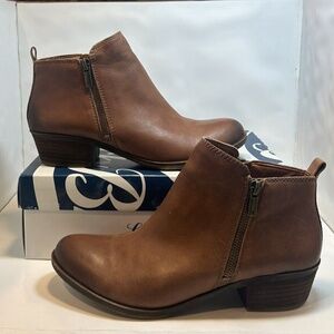 Lucky Brand LK-BASEL Women's Toffee Leather Modern Ankle Boot Size 8.5 M